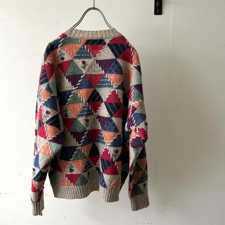 90's Eddie Bauer Patchwork Design Knit Cardigan