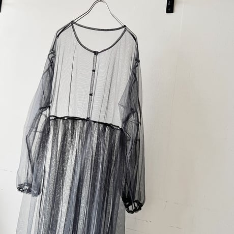 Gray Color Sheer Long Dress