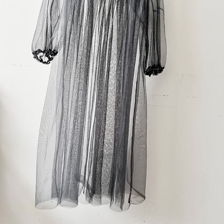 Gray Color Sheer Long Dress