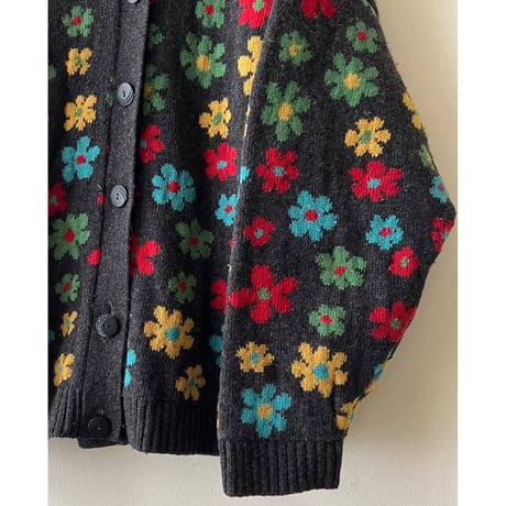 Euro Vintage Flower Pattern Knit Cardigan (made in Italy)