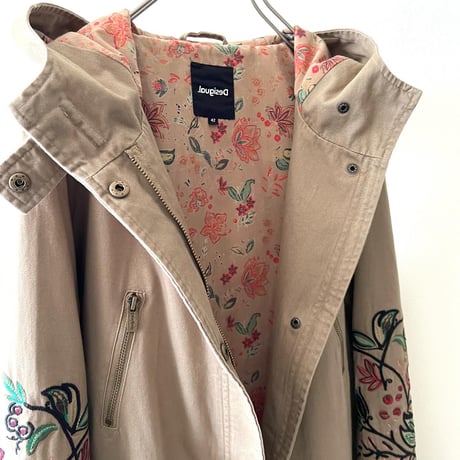 Desigual Embroidery & Print Design Half Coat