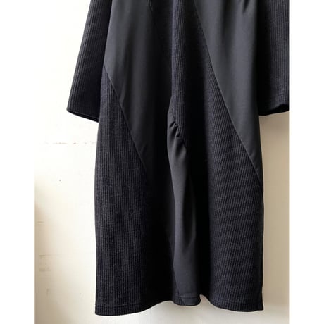 Black Color Paneled Design knit Long Dress
