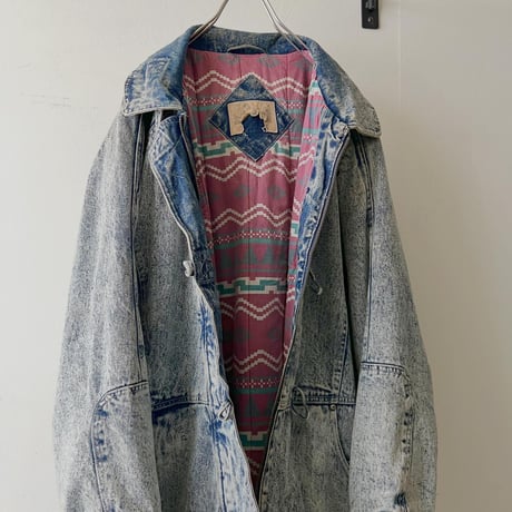 80-90's Euro Bleach Denim Coat