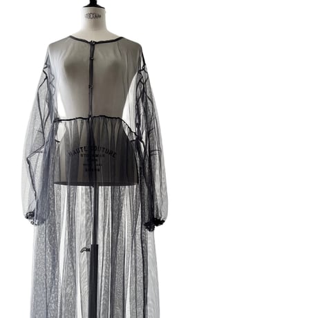 Gray Color Sheer Long Dress