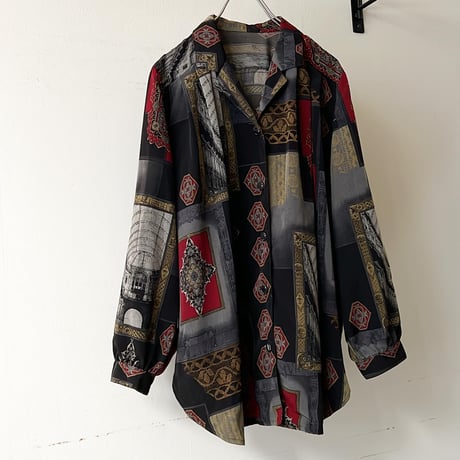 Vintage Scarf Pattern Shirt Blouse