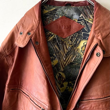 Euro Vintage Stand Collar Leather JKT