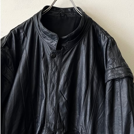 90's 2 way Design Zip-up Leather JKT (made in Germany)