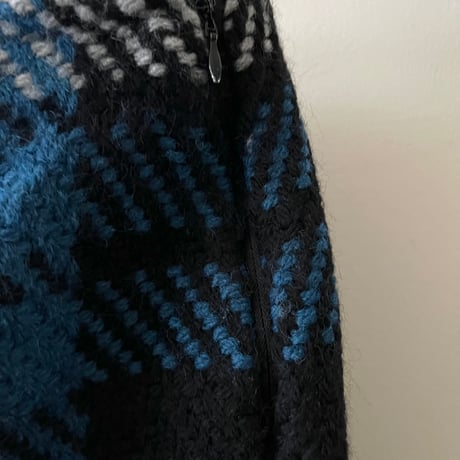 John Branigan Plaid Pattern Knit Long Skirt (made in Ireland)