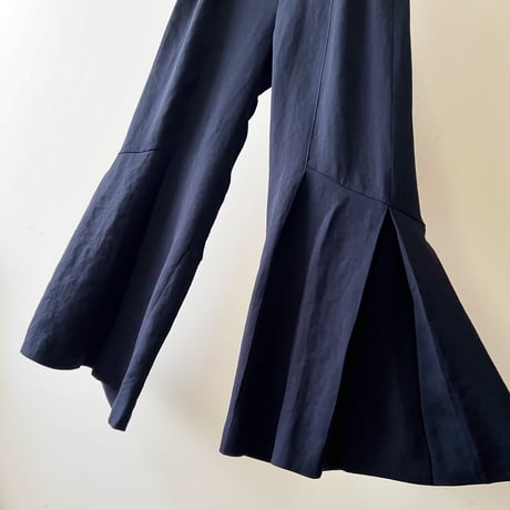 Side Velt Design Wide Flare Pants
