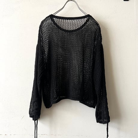Gather Sleeve Short Mesh Knit
