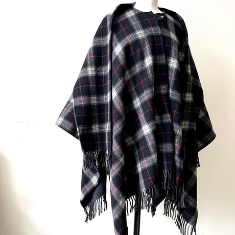 Euro Vintage Check Pattern Cape Coat