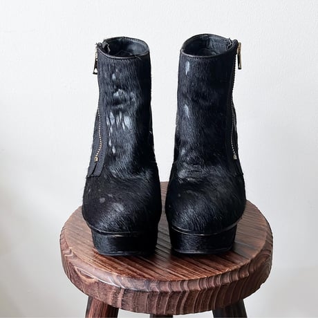 Old DIESEL Side Zip Design Black Furブーティー