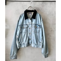 90's Velours Collar Short Denim JKT