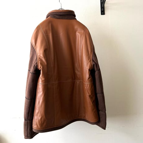 Old Knit & Fake Leather Zip-up JKT