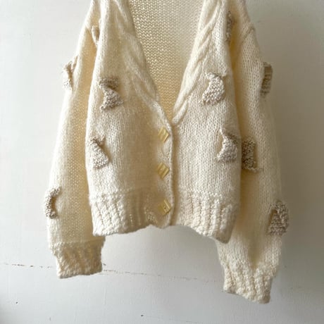 Old 3D Ribbon Design Knit Cardigan