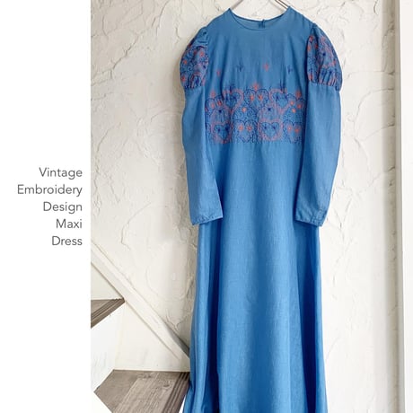 Euro Vintage Embroidery Designマキシワンピース