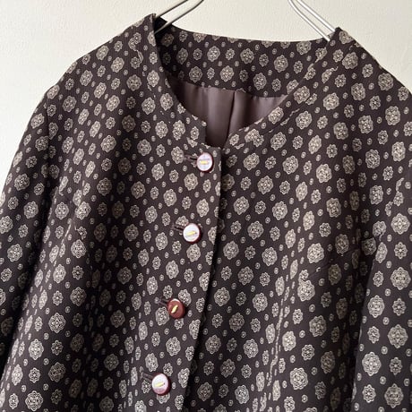Vintage Geometric Pattern No Collar Short JKT
