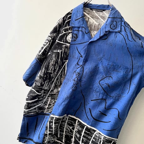 Vintage Face Drawing Art Pattern Shirt