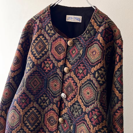 GOTCHA COVERED Geometric Pattern No Collar Jacquard JKT