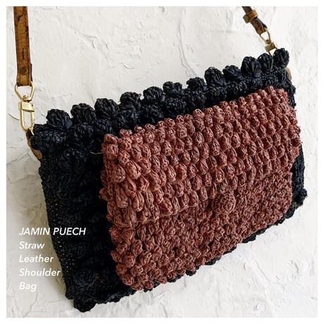 JAMIN PUECH Straw & LeatherショルダーBag