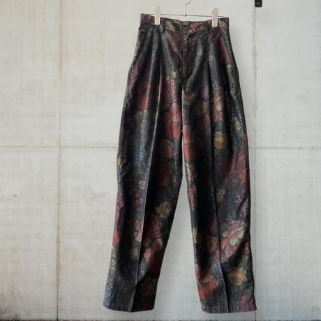Euro Vintage Botanical Pattern 2tuck Pants (made in Italy)