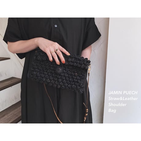 JAMIN PUECH Straw & LeatherショルダーBag