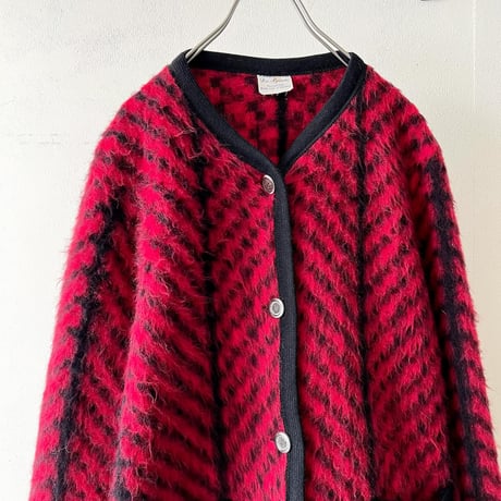 80-90's Euro Stripe Design Shaggy Wool JKT