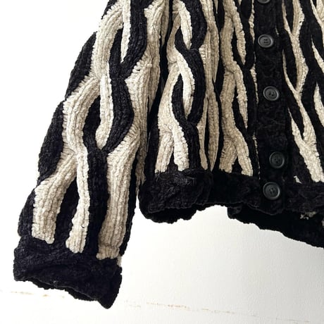 Vintage 3d Design Chenille Knit Cardigan