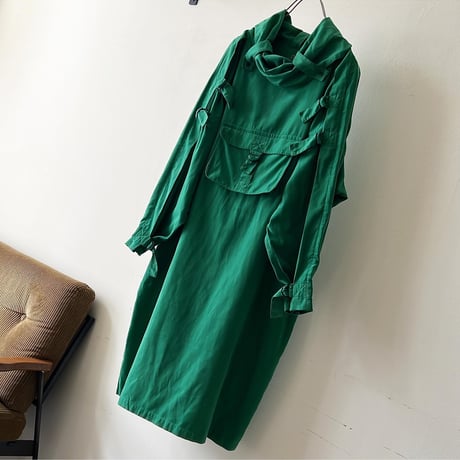 80-90's Peach-skin Gimmick Long Pullover One-piece
