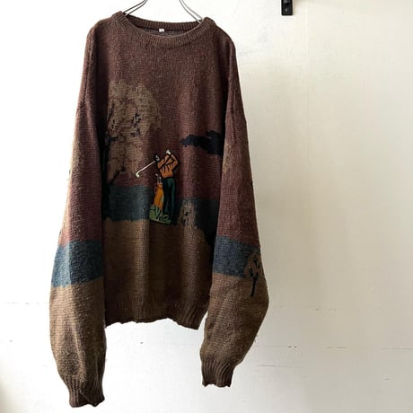 90's Euro Golfer Design Knit Sweater