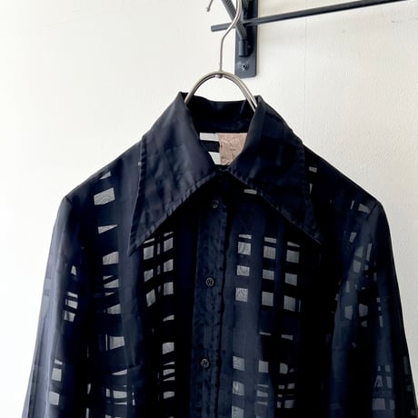 Euro Vintage Plaid Pattern Sheer Blouse