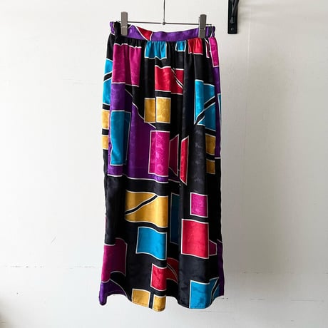 Vintage Colorful  Geometric Pattern Long Skirt