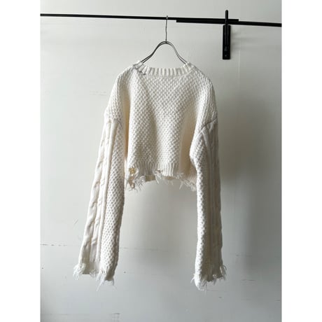 Short Cut Design Aran Knit Sweater