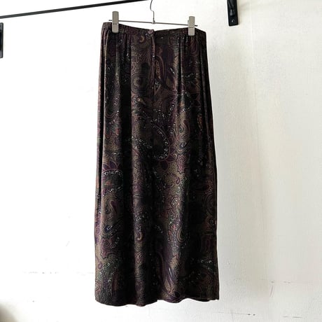 Vintage Paisley Pattern Long Wrap Skirt