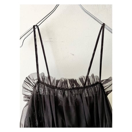 Back Ribbon Sheer Tulle Ruffle Top