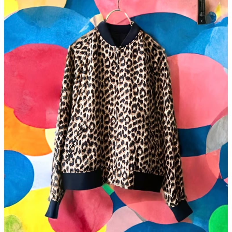 Leopard Pattern Short Zip-up JKT | Taffee onlin