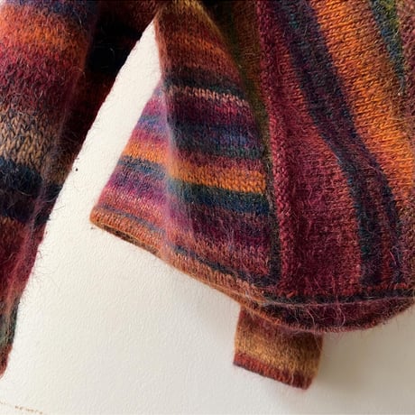 Vintage Multicolored 3d Design Knit Cardigan