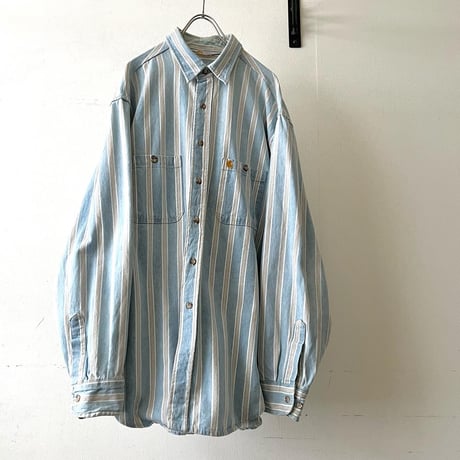 carhartt Embroidery Logo Stripe Pattern Denim Shirt