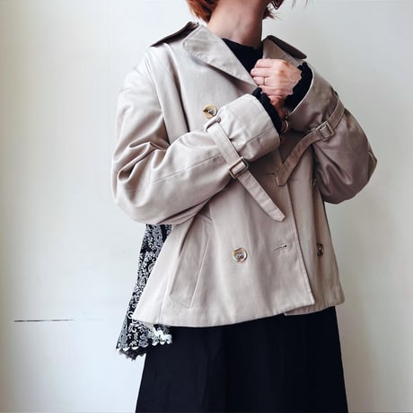 " Remake " Back Pleats Short Trench Coat