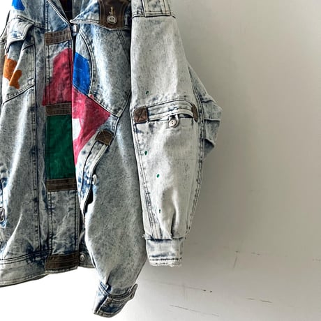 80-90's Hand Paint Bleach Denim JKT