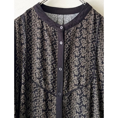 Botanical Pattern Maxi Shirt Dress