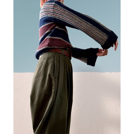 Vintage Border Pattern Shot Knit Sweater