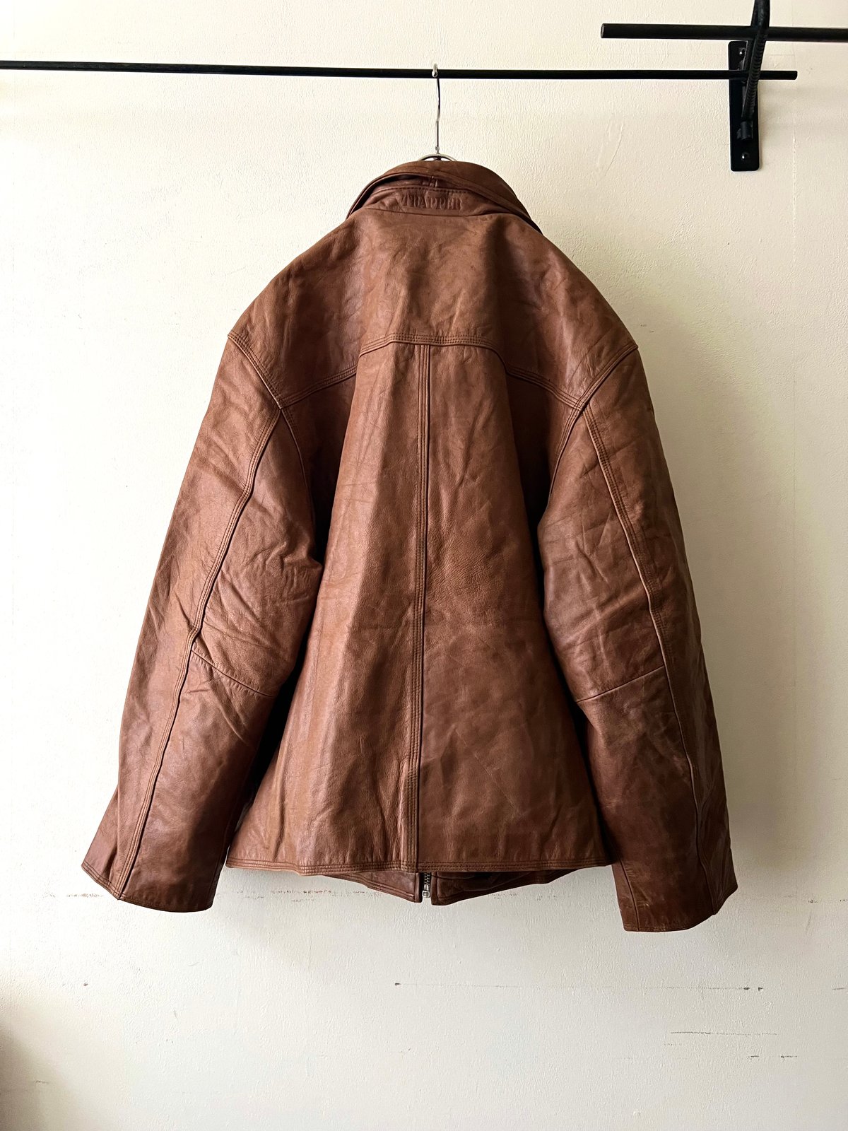 Euro Vintage TRAPPER Zip-up Leather JKT (made i