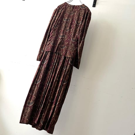 Vintage  Paisley Pattern Set-up Like Long Dress