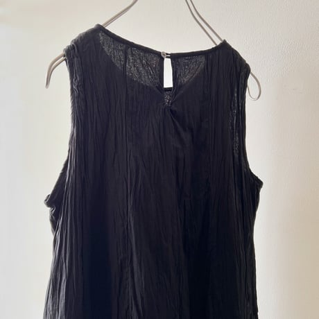 Crinkle Design No Sleeve Long Dress