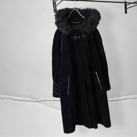 Euro Vintage China Button Design Fur Hood Coat