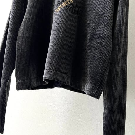 80-90's Embroidery Logo Short Velours Top