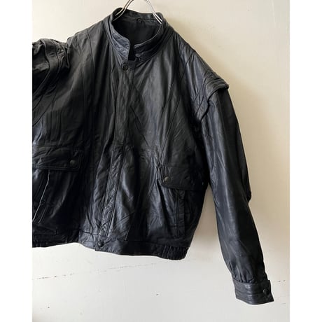 90's 2 way Design Zip-up Leather JKT (made in Germany)