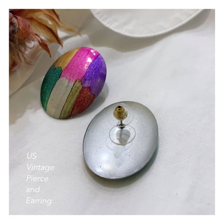 US Vintage "マーブルカラー"ピアス
