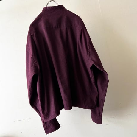 "Remake" Suede China Shirt (color : bourdeax)